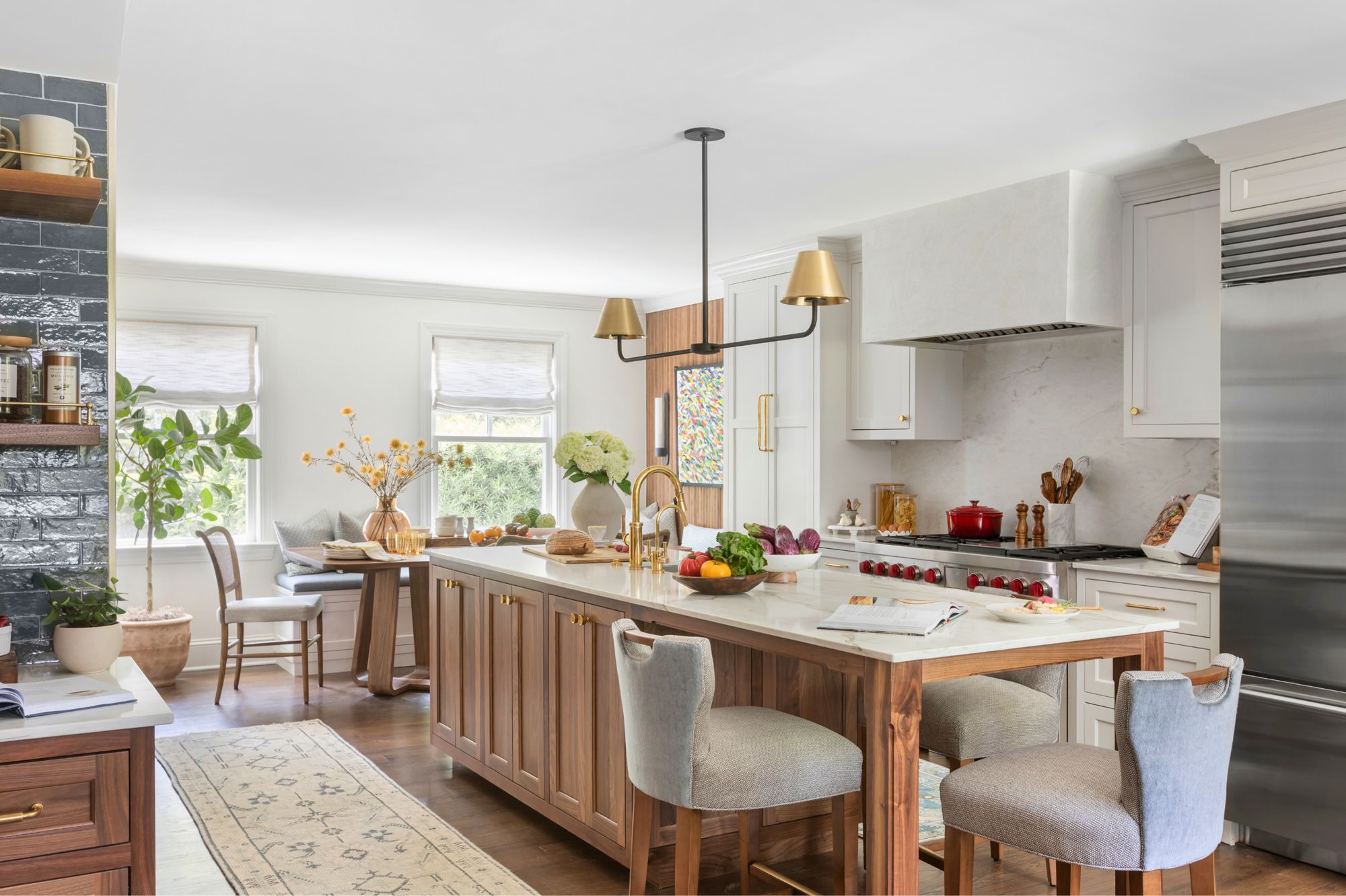 Custom kitchen with walnut island and bespoke cabinetry